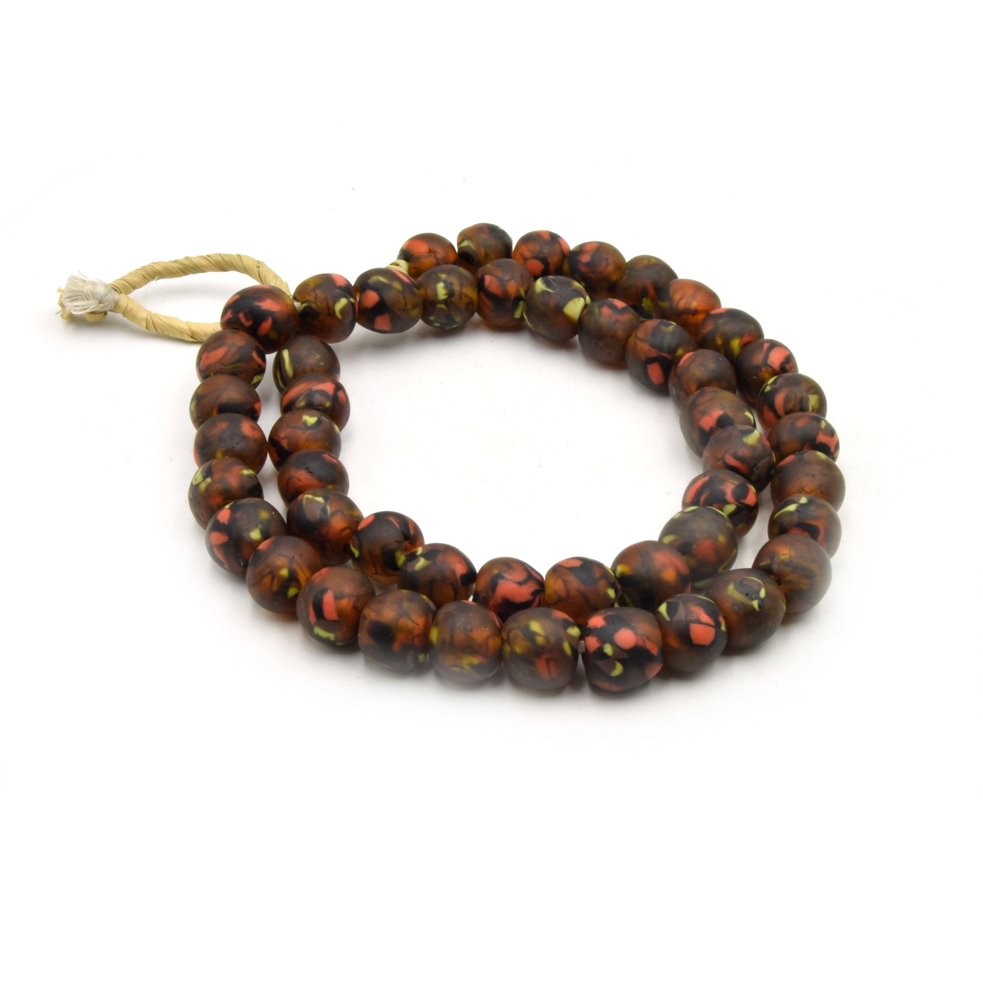 Decorative African Glass Beads | 14mm Recycled African Glass Round Rondelle Beads - Sold by Approx. 22" Strand (~40 Beads)