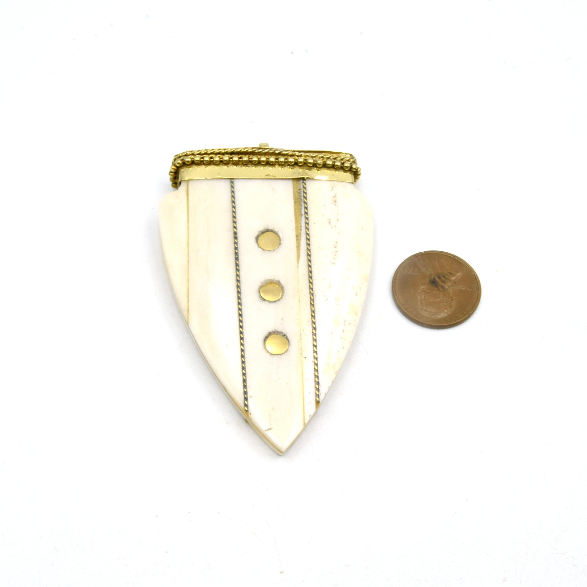 Arrow Pendant | Ox Bone Gold Inlay Arrow Focal Pendant With Dotted Gold Cap | Boho Jewelry Pendant | Necklace Accessory