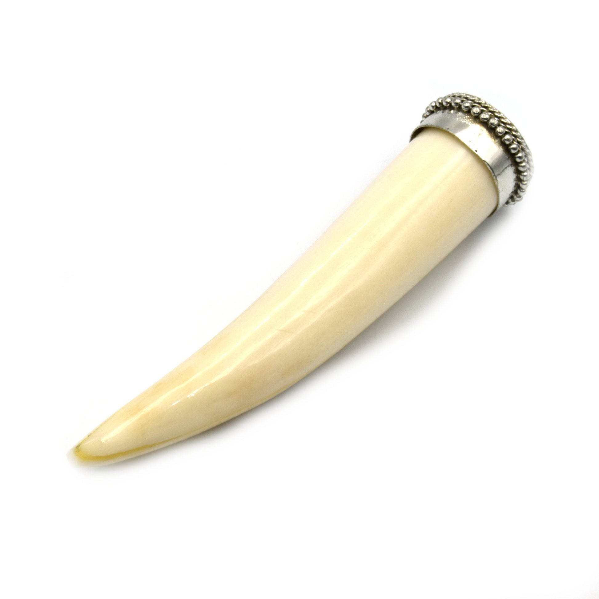 Bone Tusk Pendant | 3.5 Inch Ox Bone Focal Tusk Pendant | Horn Pendant | Gold Silver Gunmetal Cap