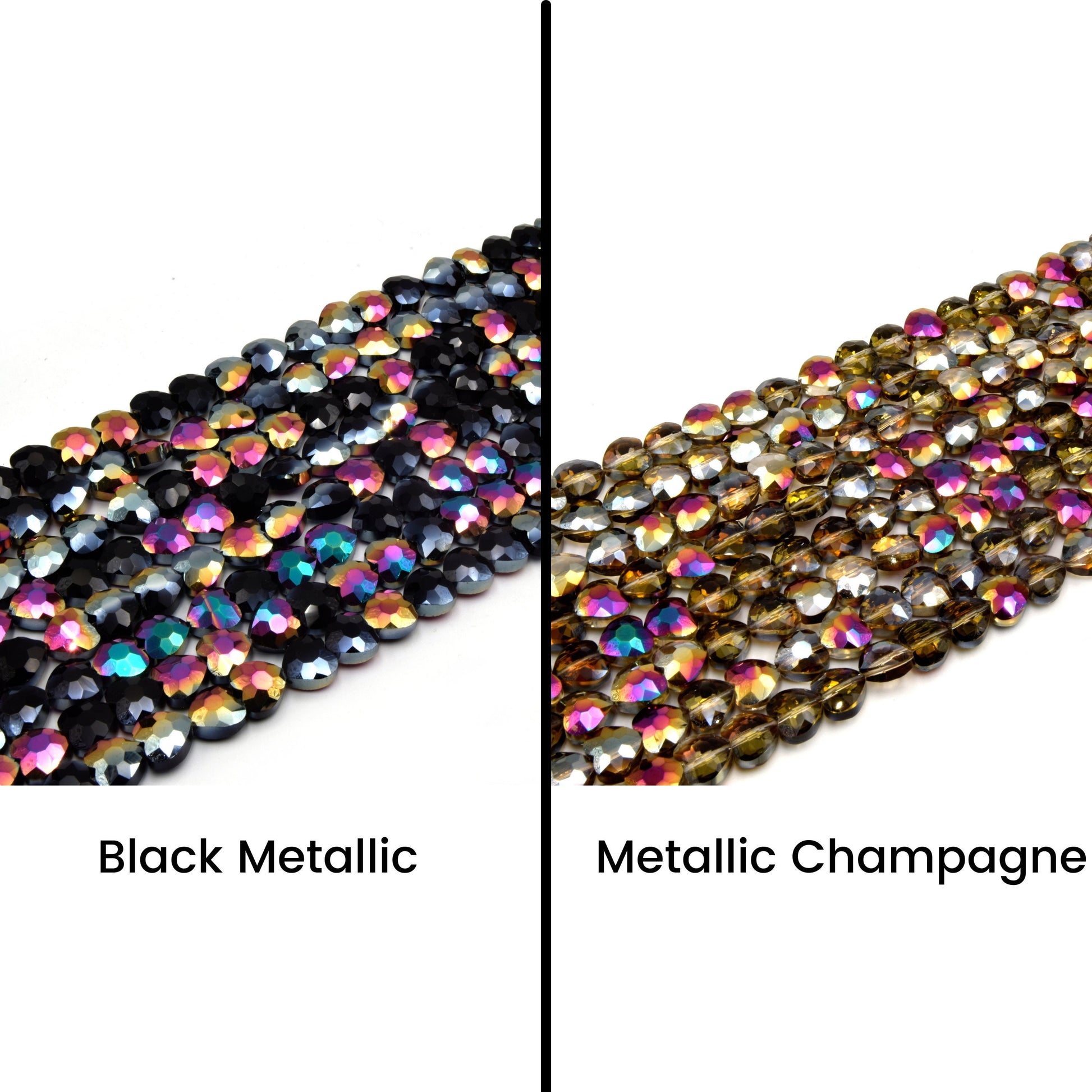 Chinese Crystal Beads | Mystic Coated Faceted Heart Beads | AB Coated Chinese Crystal Hearts 