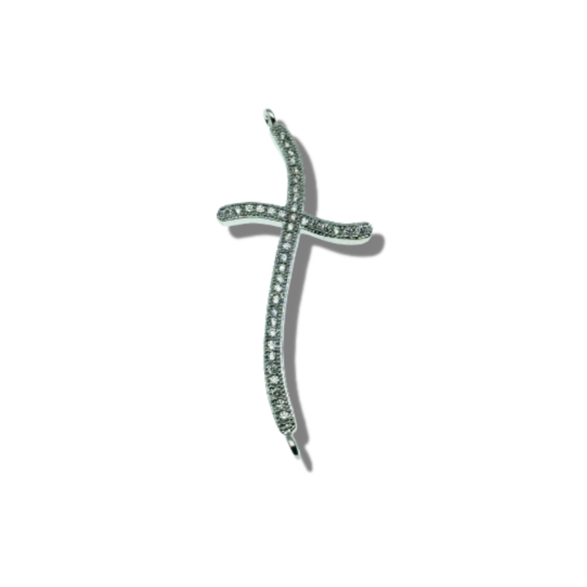 Cross Connector | Cubic Zirconia Cross Finding | Bracelet Link 