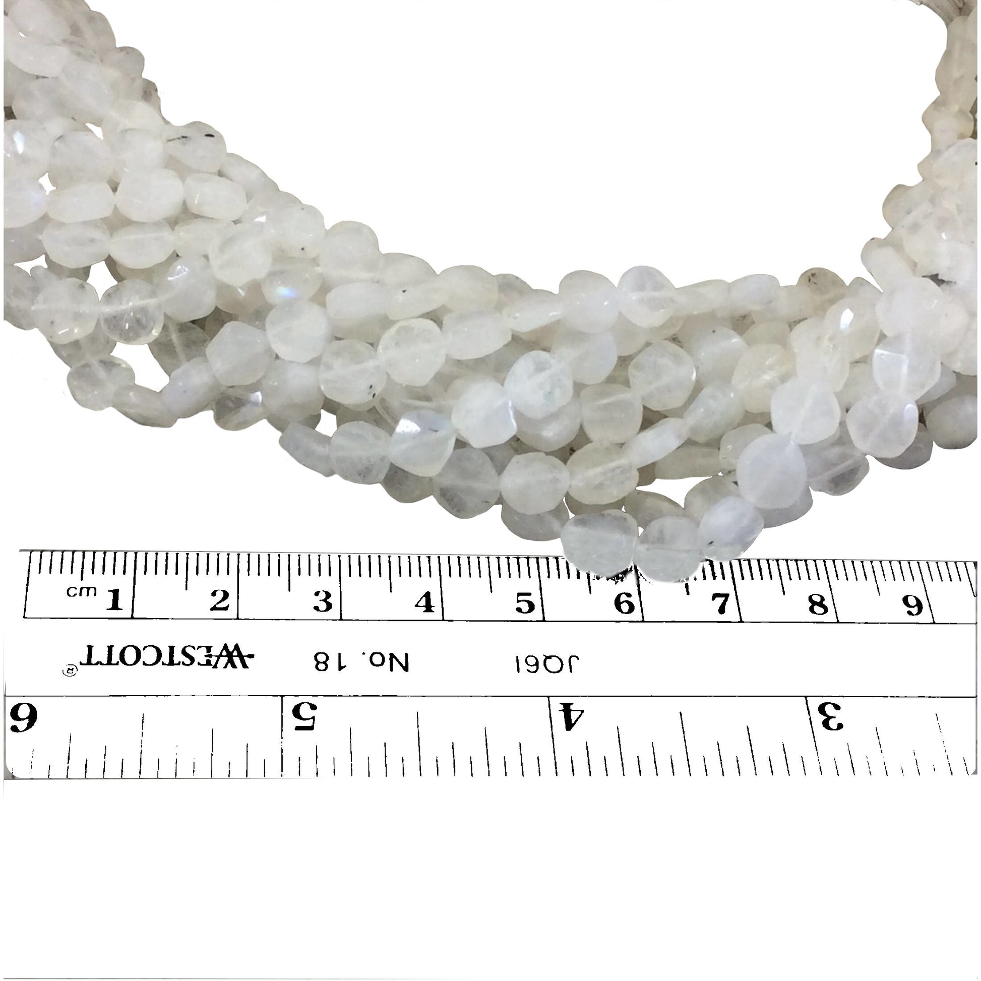 Rainbow Moonstone Coin Beads - 6mm Faceted Freeform Circle Beads