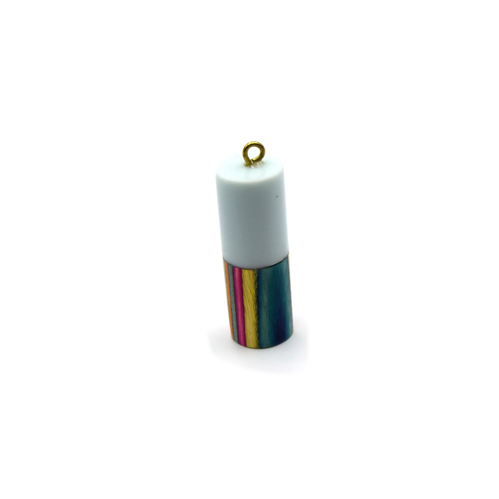 Rainbow Wooden Acrylic Focal Pendant for Jewelry Making