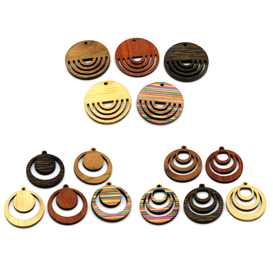 Wooden Pendants | Circular Cut Out Pendants for Jewelry Making