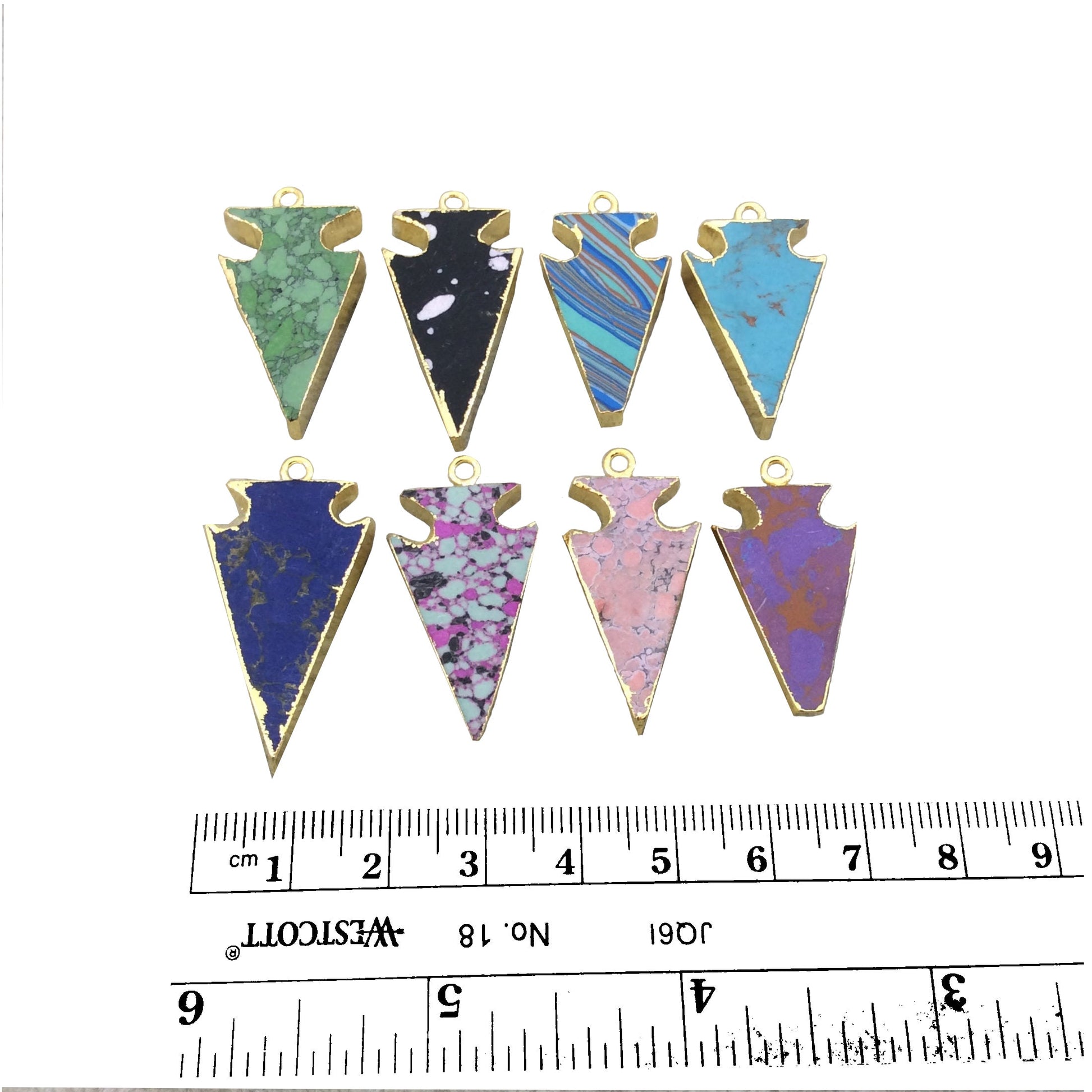 1-1.25" Gold Finish Arrowhead Shaped Electroplated Faux Stone Pendant - Measuring 25mm-32mm Long - Sold Individually, Choose Your Color!