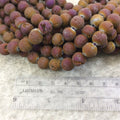 10mm Matte Finish Premium Metallic Purple/Bronze Druzy Agate Round/Ball Shape Beads with 1mm Holes -Sold by 15.5" Strands (Approx. 40 Beads)