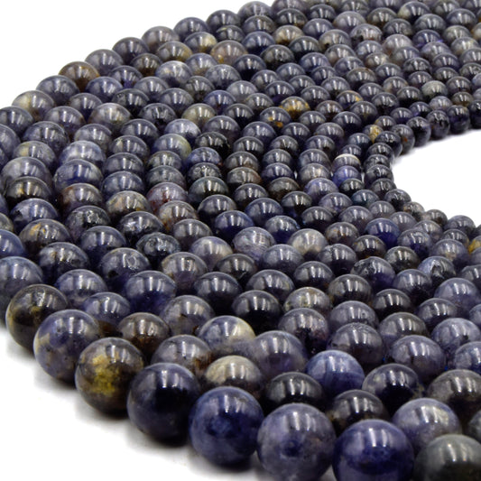 Iolite Beads | 5mm, 6mm, 7mm, 8mm, 9mm, 10mm | Round Smooth Iolite Beads