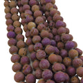 10mm Matte Finish Premium Metallic Purple/Bronze Druzy Agate Round/Ball Shape Beads with 1mm Holes -Sold by 15.5" Strands (Approx. 40 Beads)