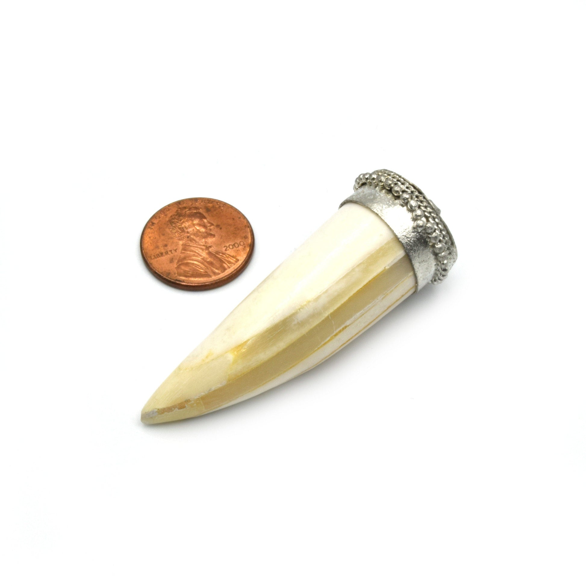 Bone Pendant | Small Tusk/Claw Shaped Natural Ox Bone Pendant | Bone Charm | White Tusk Brown Tusk | Gold Silver Cap Available