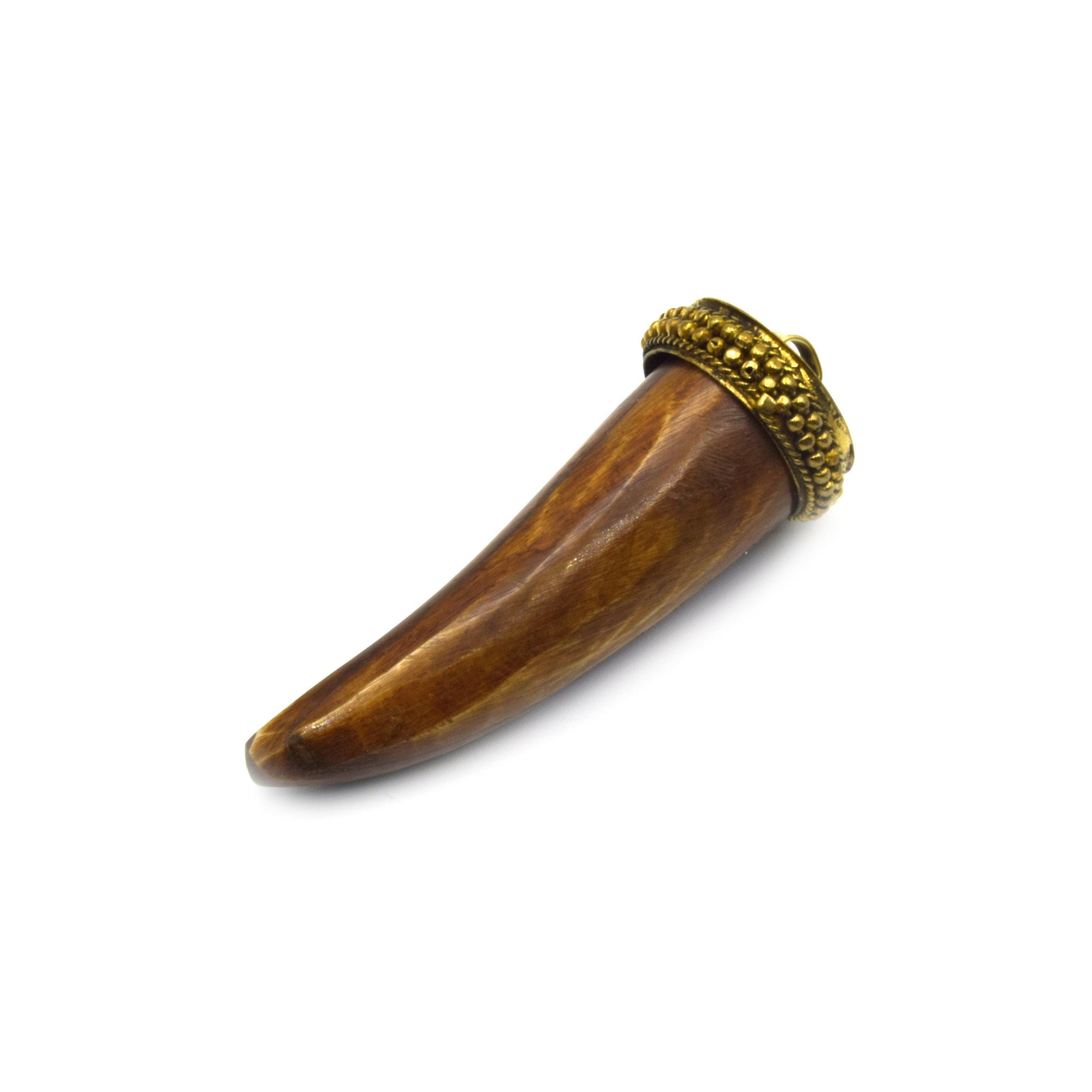 Bone Pendant | Small Tusk/Claw Shaped Natural Ox Bone Pendant | Bone Charm | White Tusk Brown Tusk | Gold Silver Cap Available