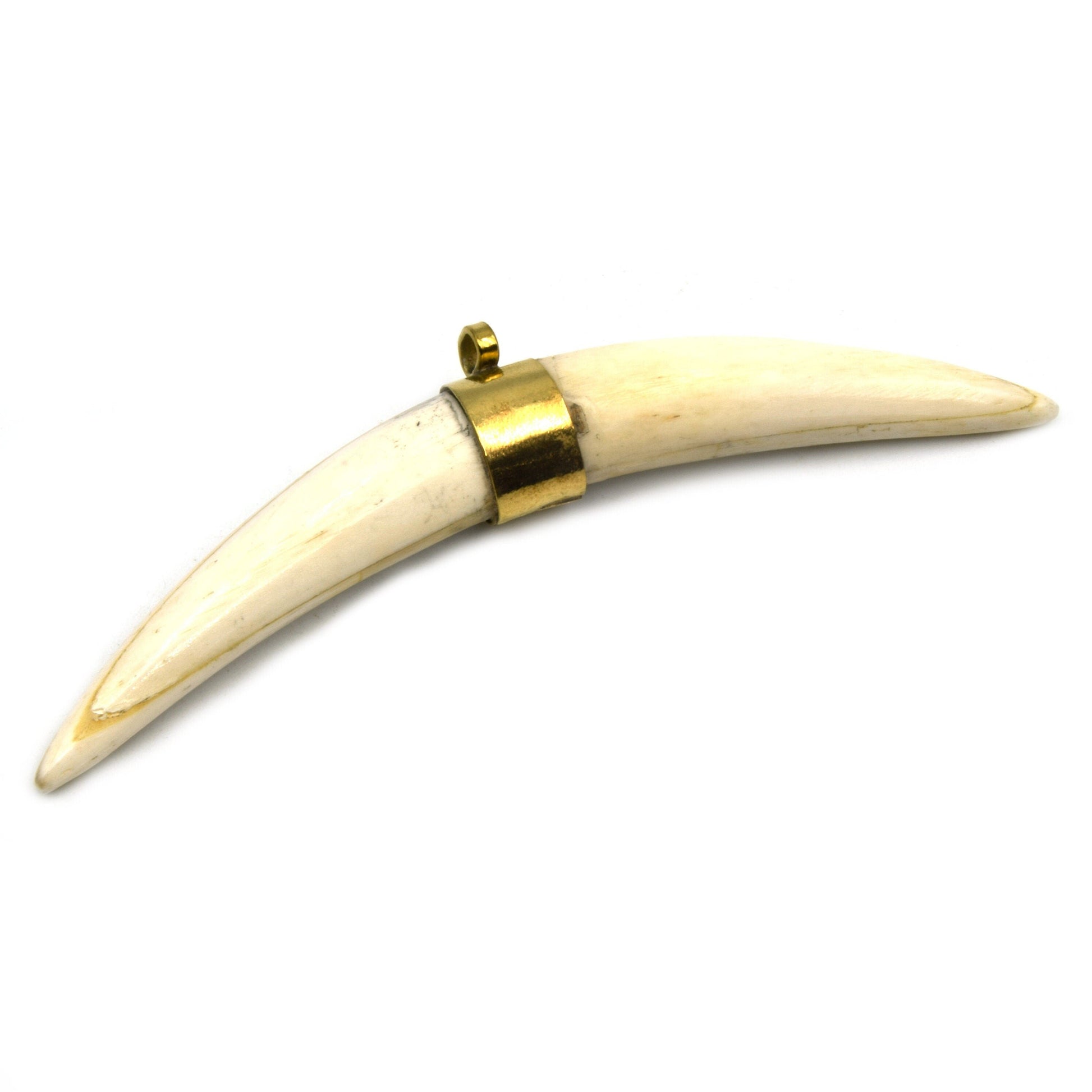 Thick Banana Crescent Pendant | Ox Bone And Wood Crescent Focal Pendant | Horn Pendant | One And Two Gold Bail