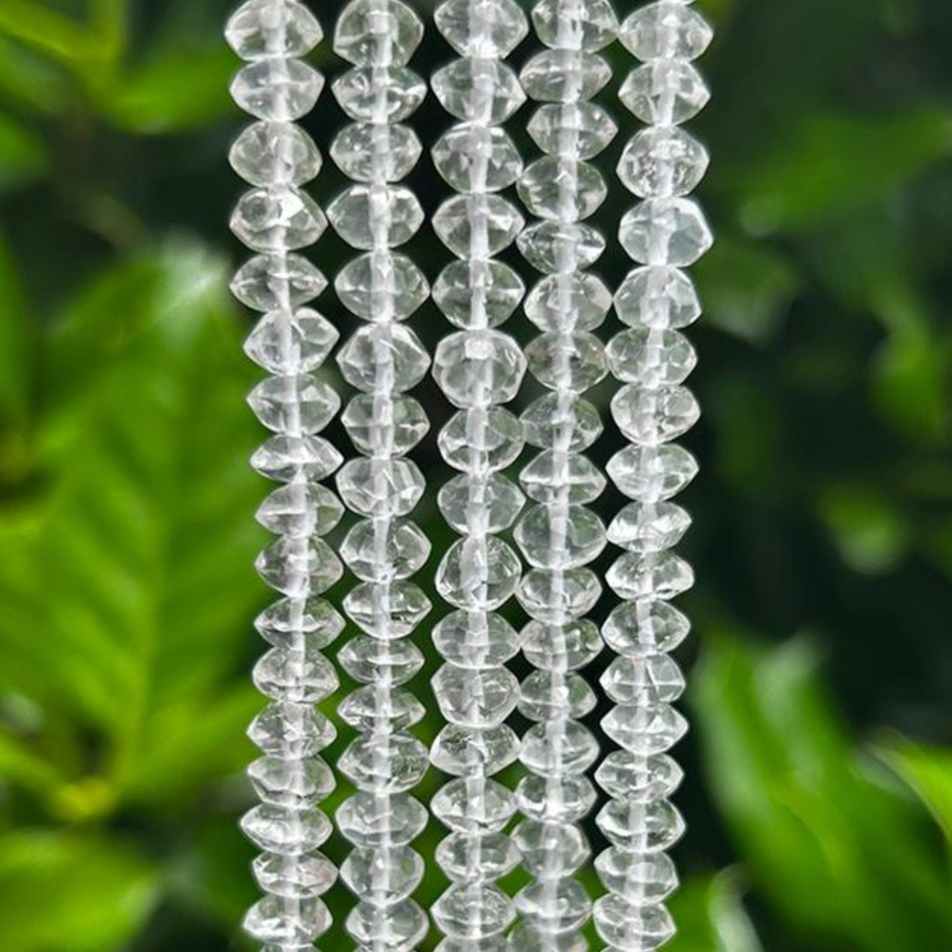 Clear Quartz Beads - 6mm Faceted Irregular Rondelles