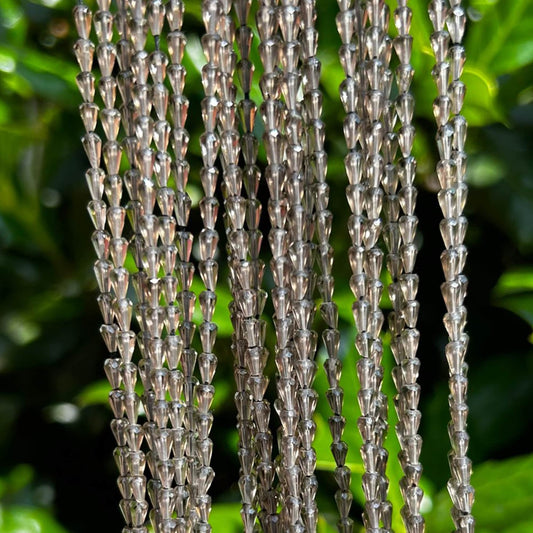 Smoky Quartz Center Drilled Faceted Teardrop Beads