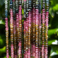 3mm Faceted Rondelle Multi Tourmaline Beads