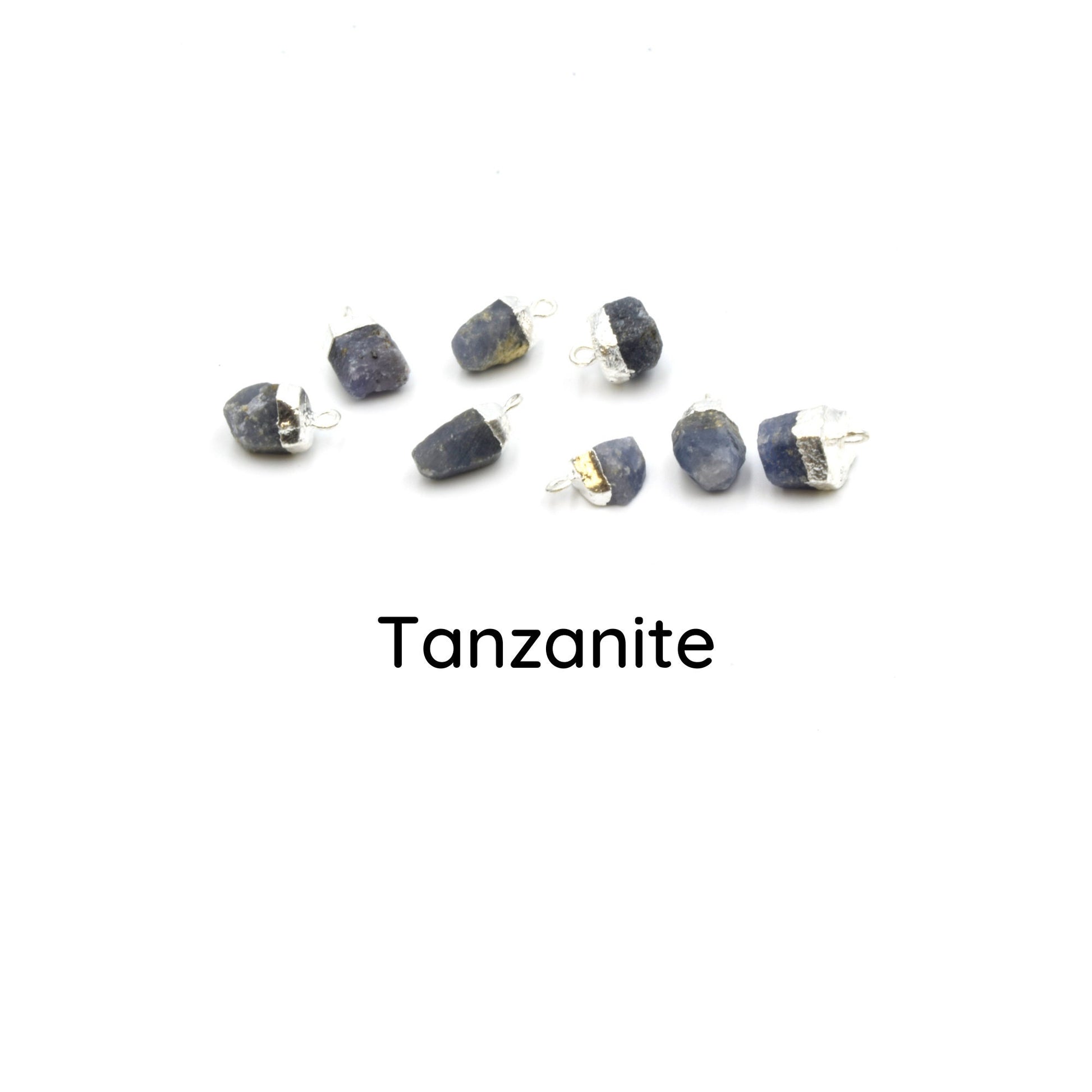 Birthstone Charms with Silver Plating | Raw Gemstone Pendants