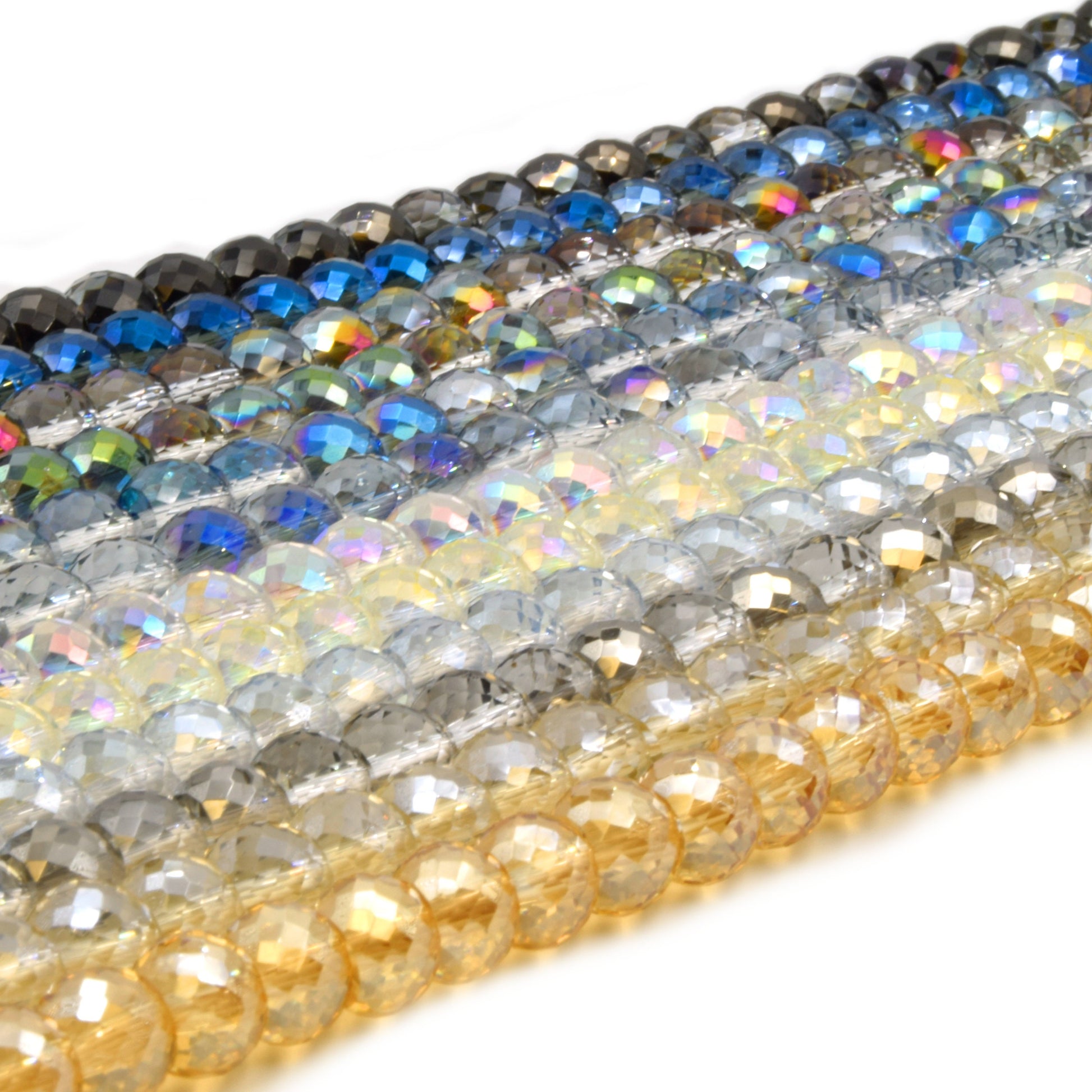 Crystal Beads | AAA Mystic Micro Faceted Transparent Rondelle Crystal Beads