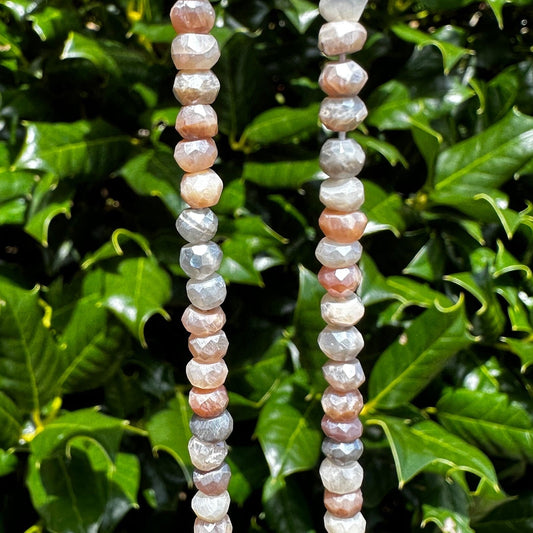 4mm Faceted Mystic Moonstone Rondelle Beads