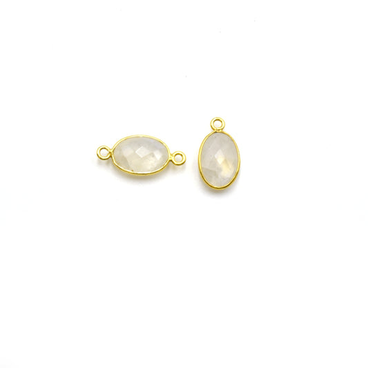 14k Gold Vermeil Oval Moonstone Bezels - Pendants and Connectors for Permanent Jewelry - Non Tarnish Charms