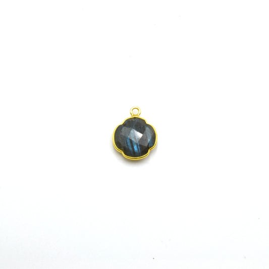 14k Gold Vermeil 12mm Labradorite Clover Shaped Bezels - Pendants and Connectors for Permanent Jewelry - Non Tarnish Charms