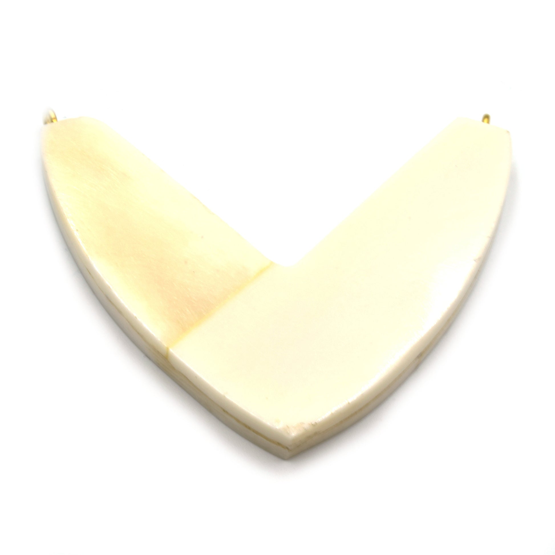 Chevron Ox Bone Focal Pendant- White & Brown Bone Pendant