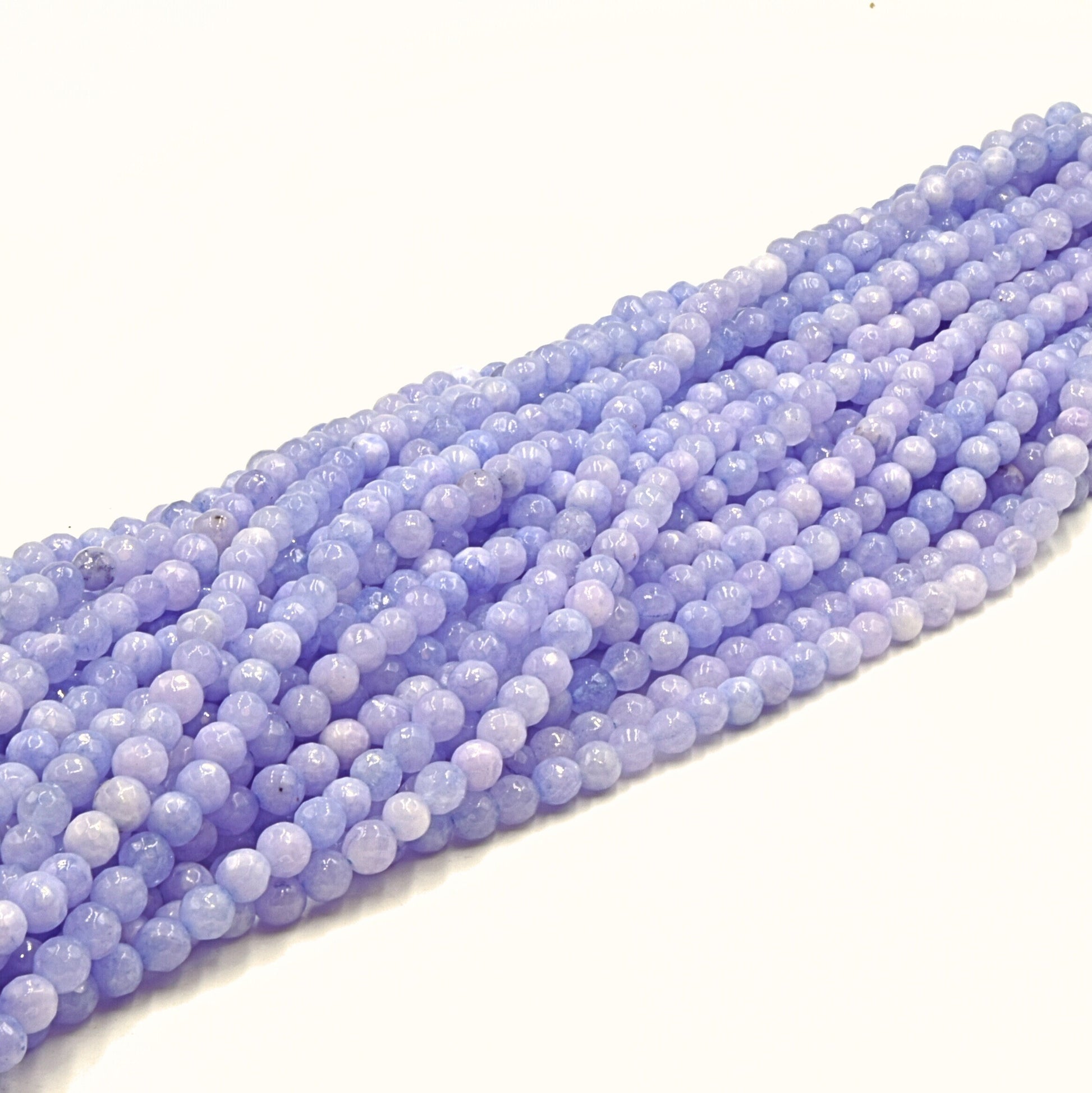 6mm Faceted Dyed Lavender Natural Jade Round Beads with 1mm Holes - Sold by 15.5" Strands (Approximately 63 Beads)