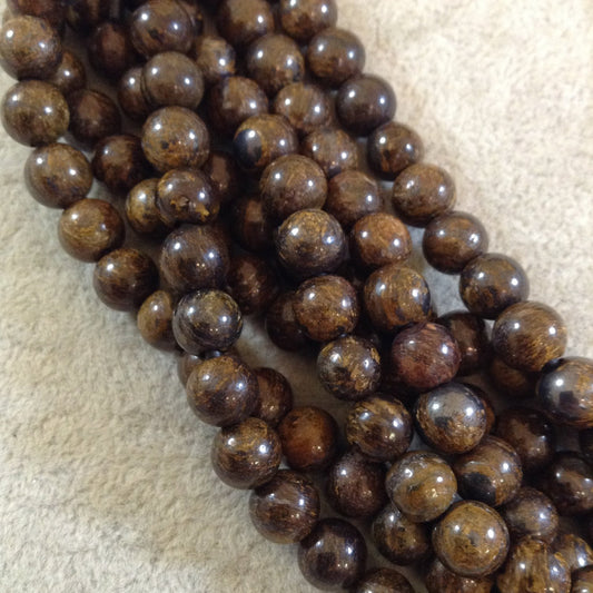 Large Hole (2.5mm) Bronzite Round Bead Strand, 8mm, approx. 27 beads per strand