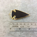 Medium Gold Plated Black Wooden Arrowhead Pendant, 30mm x 55mm