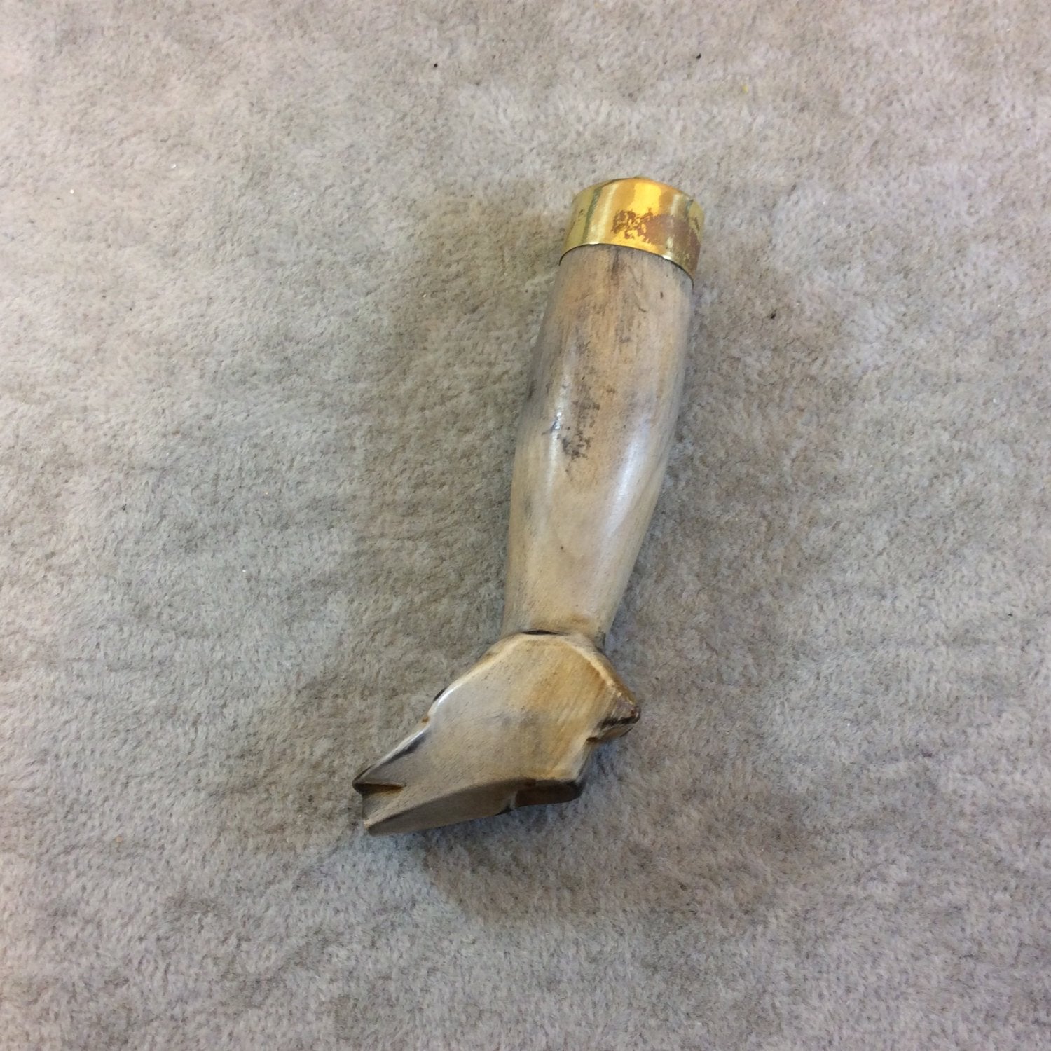 SALE - Natural Medium Sized Wolf Head Carved Wooden Tusk Pendants - Measuring 34mm x 87mm - Sold Individually