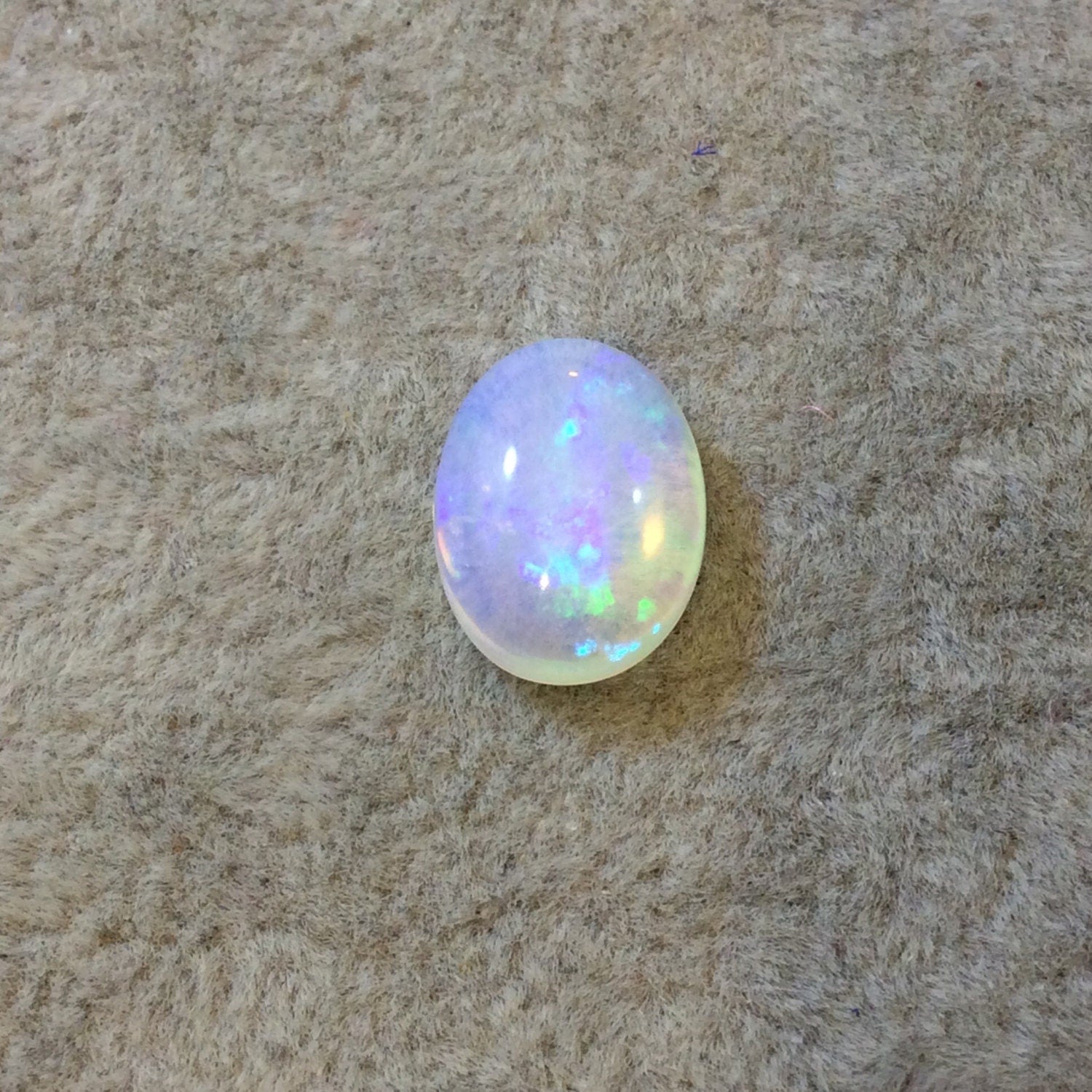 OOAK High Quality Smooth Oval Blue/Green/Orange Pinfire Ethiopian Opal Semi-Precious Gemstone Cab "1014OC" - Measuring 10mm x 13.7mm x 5.6mm