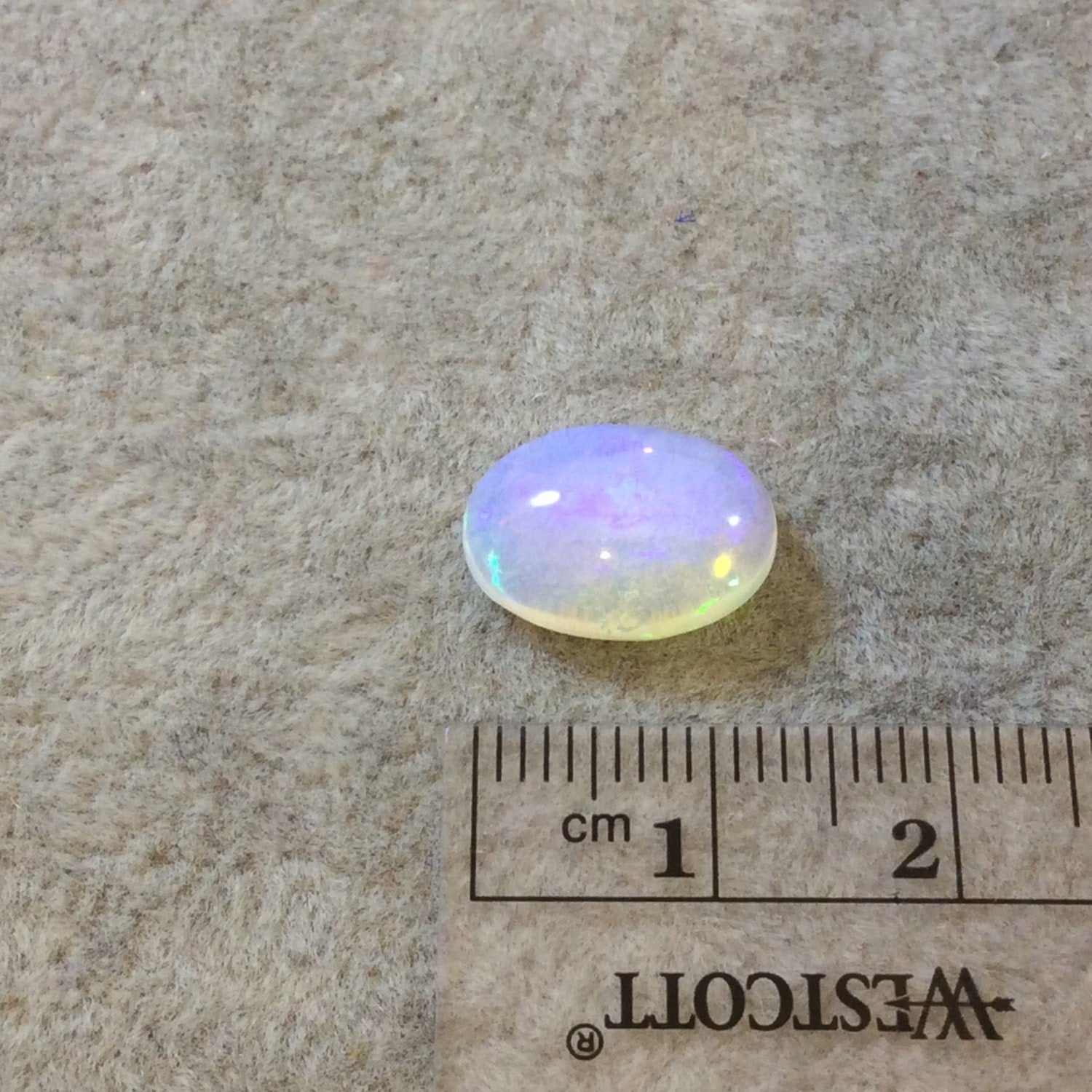 OOAK High Quality Smooth Oval Blue/Green/Orange Pinfire Ethiopian Opal Semi-Precious Gemstone Cab "1014OC" - Measuring 10mm x 13.7mm x 5.6mm