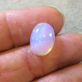 OOAK High Quality Smooth Oval Blue/Green/Orange Pinfire Ethiopian Opal Semi-Precious Gemstone Cab "1014OC" - Measuring 10mm x 13.7mm x 5.6mm