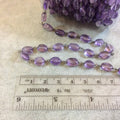 Gunmetal Plated Copper Rosary Chain with 7mm x 5-7mm Oval Amethyst Beads - Sold by the Foot, or in Bulk! - Natural Semi-Precious Chain