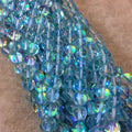 Aqua Round/Ball Shaped Transparent smooth 6mm | 8mm Synthetic Glass Moonstone Beads - 15" Strand  Manmade Faux Gemstone