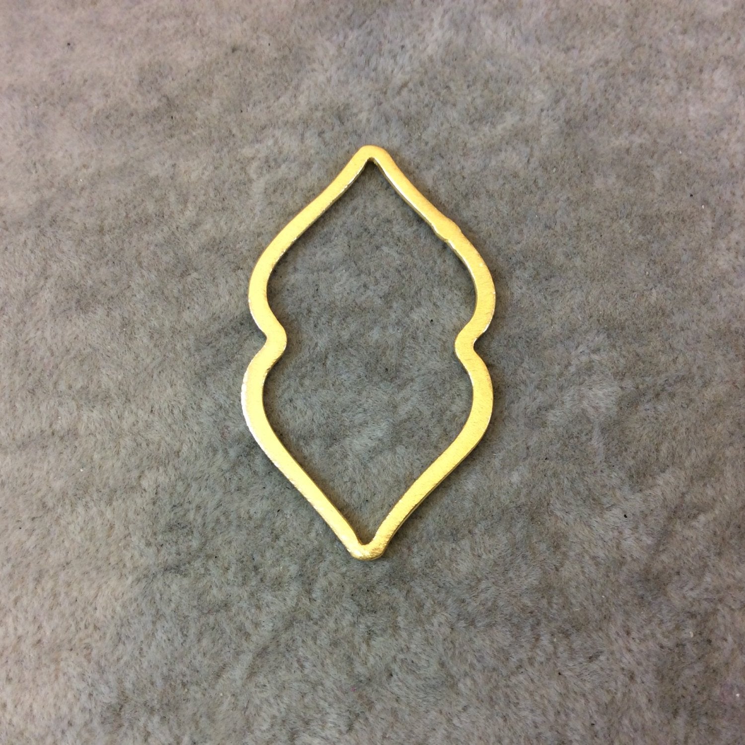 Gold Brushed Finish Medium Indented Marquis/Lips Open Pendant/Connector Components - Measuring 30mm x 49mm - Sold in Packs of 10 (473-GD)