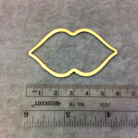 Gold Brushed Large Sized Indented Marquis/Lips Open Pendant/Connector Components - Measures 35mm x 60mm - Sold in Packs of 10 (472-GD)