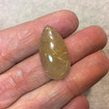 OOAK Natural Golden Rutilated Quartz Pear/Teardrop Shaped Flat Back Cabochon - Measuring 15mm x 29mm, 7mm Dome Height - Quality Gemstone Cab