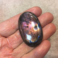 Purple Labradorite Oblong Oval Shaped Flat Back Cabochon - Measuring 29mm x 47mm, 7mm Dome Height - Natural High Quality Gemstone