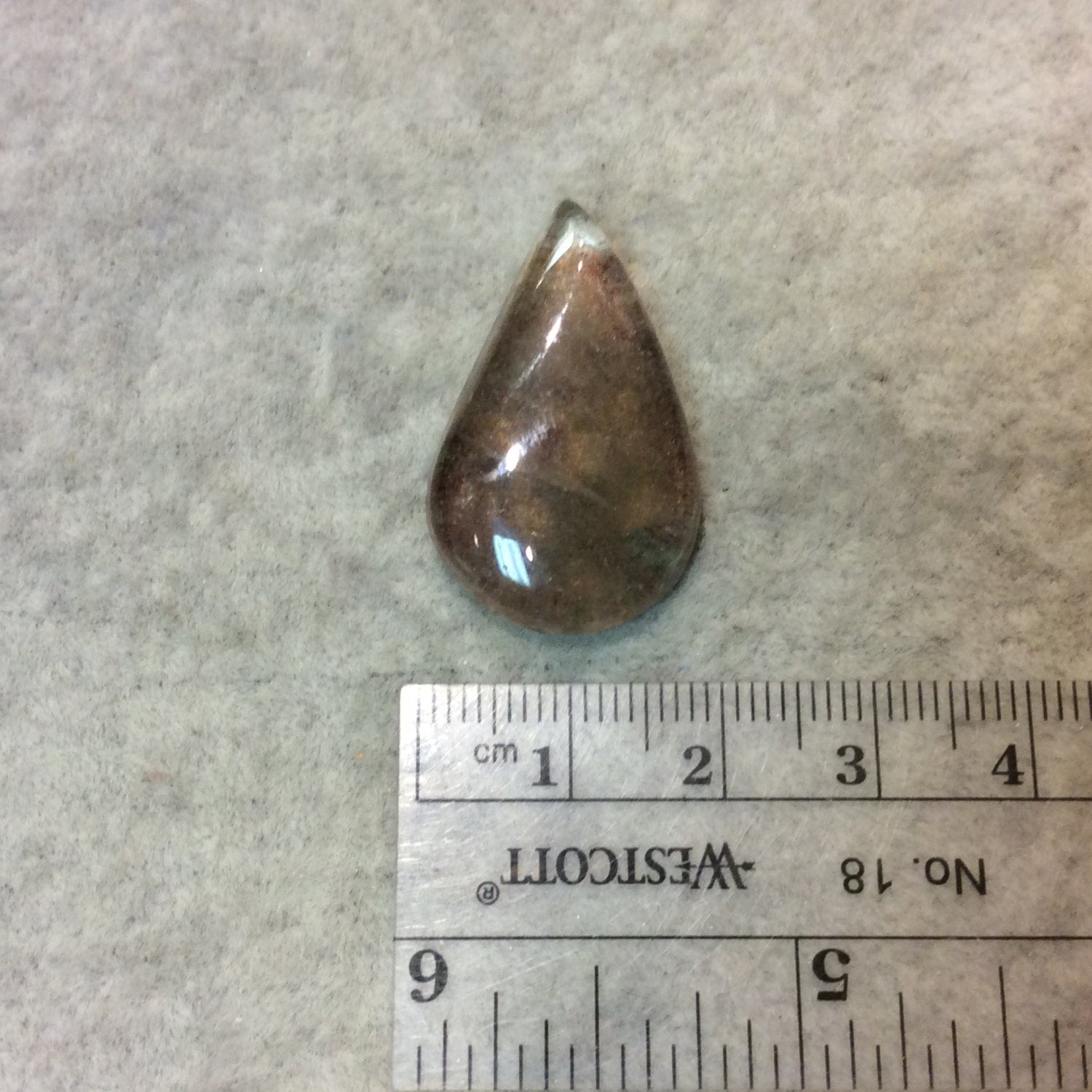 Lodolite (Scenic Quartz) Curved Teardrop Shaped Flat Back Cabochon - Measuring 19mm x 30mm, 7mm Dome Height - Natural High Quality Gemstone