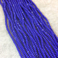 2mm x 3mm Faceted Opaque Cobalt Blue Rondelle Shaped Chinese Crystal Beads - 16" Strand ~ 195 Beads) - High Quality Colored Glass Beads