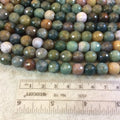 10mm Natural Fancy Jasper Faceted Round/Ball Shaped Beads with 2.5mm Holes - 7.75" Strand (Approximately 20 Beads) - LARGE HOLE BEADS