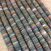 3-5 x 10mm Natural Fancy Jasper Matte Finish Heishi/Disc Beads with 2.5mm Holes - 7.75" Strand (Approx. 45-55 Beads) - LARGE HOLE BEADS