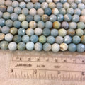 10mm Natural Mixed Amazonite Faceted Round/Ball Shaped Beads with 2mm Holes - 7.75" Strand (Approx. 20 Beads) - LARGE HOLE BEADS