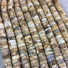 3-5mm x 10mm Natural Picture Jasper Smooth Heishi/Disc Shaped Beads with 2.5mm Holes - 7.75" Strand (Approx. 45-55 Beads) - LARGE HOLE BEADS