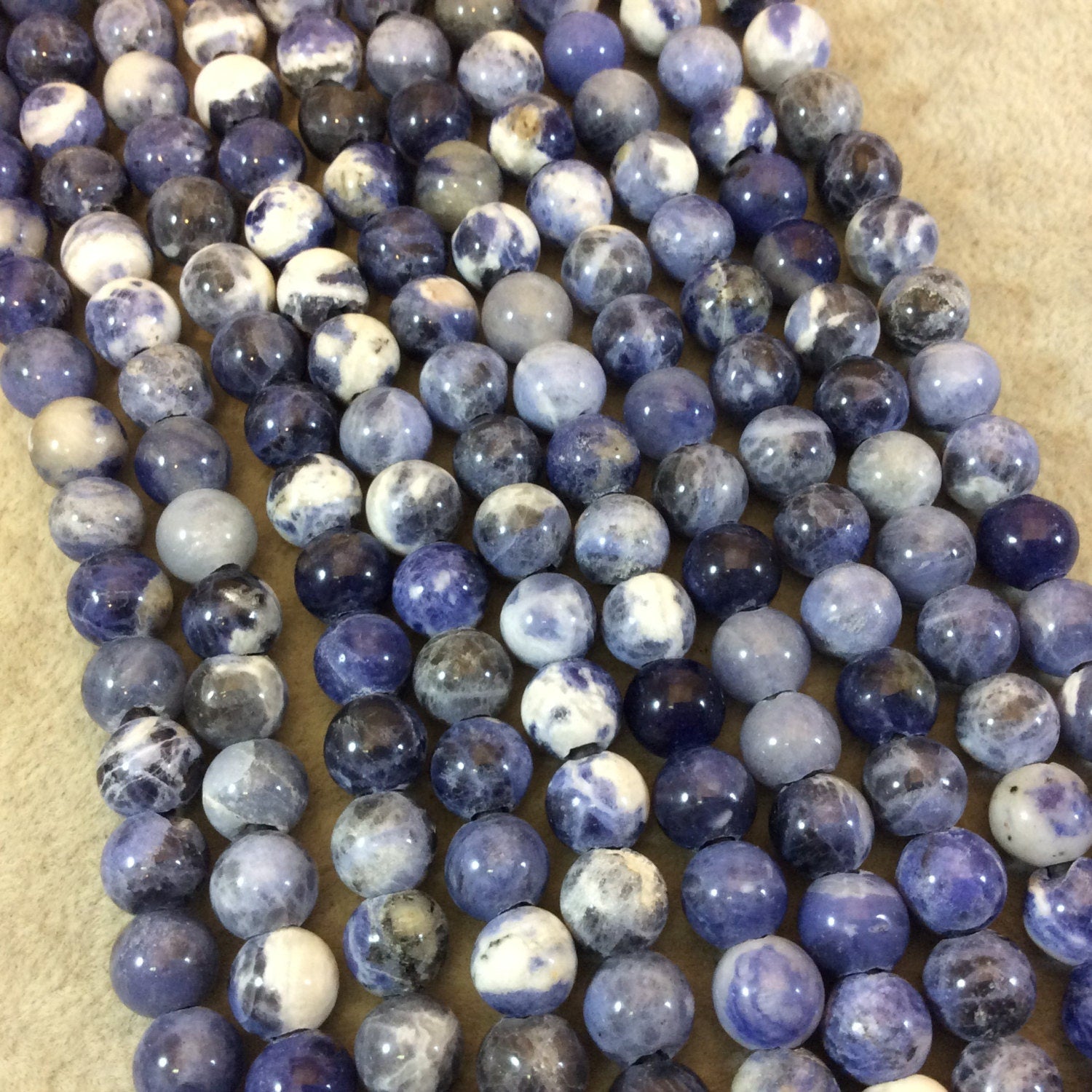 8mm Large Hole Sodalite Beads | 2.5mm hole size