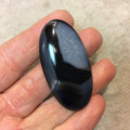 Natural Black Sardonyx Oblong Oval Shaped Flat Back Cabochon - Measuring 27mm x 54mm, 5mm Dome Height - Natural High Quality Gemstone