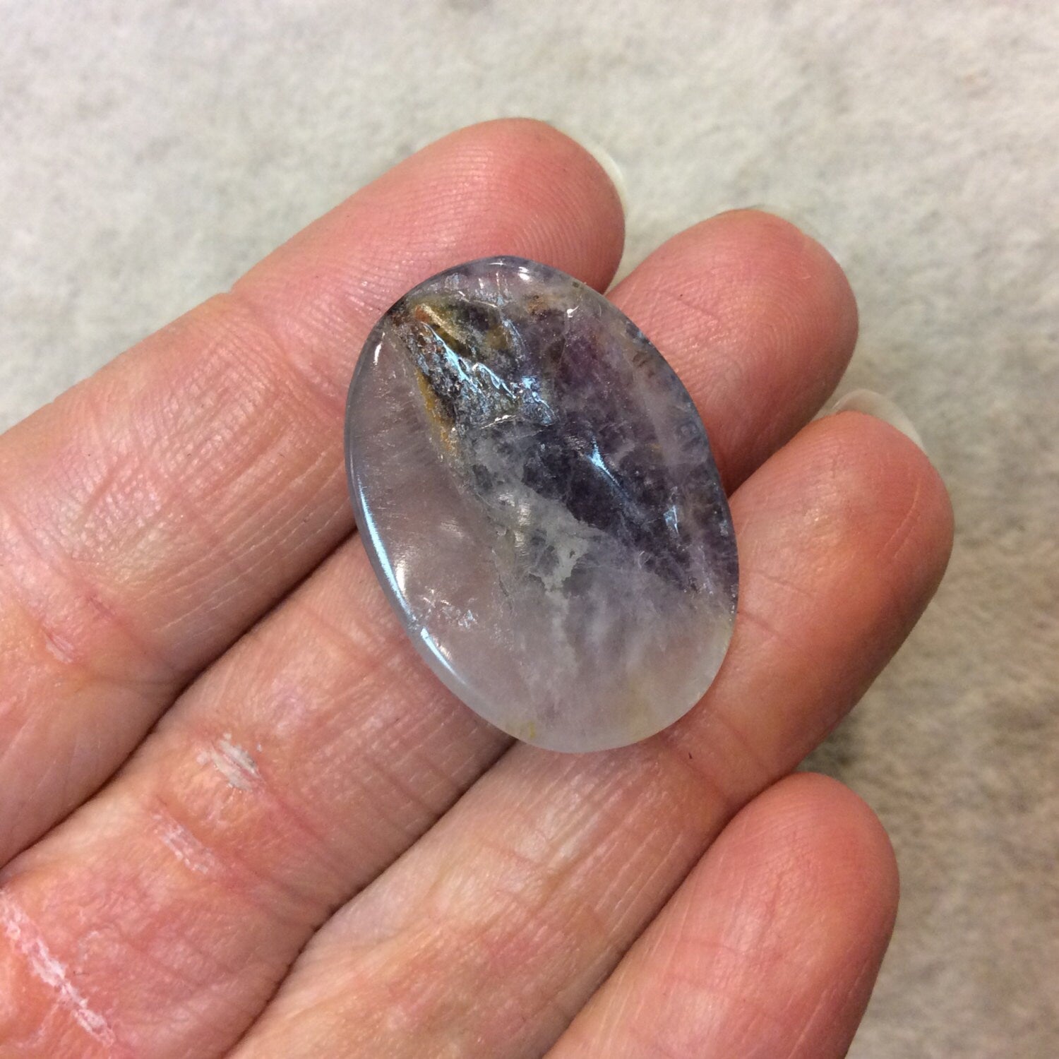 Natural Purple Lace Amethyst Oblong Oval Shaped ROUGH Back Cabochon "14" - Measuring 22m x 31mm, 6mm Dome Height - High Quality Gemstone