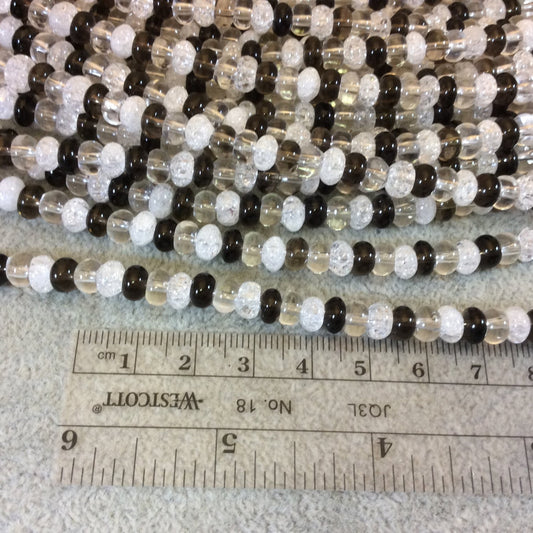 4mm x 6mm Smooth Mixed Quartz Rondelle Shaped Beads with 1mm Holes - 15.25" Strand (Approx. 100 Beads) - Natural Semi-Precious Gemstone