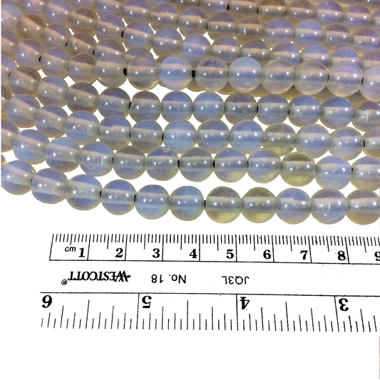 10mm Milky Translucent Opalite Smooth Finish Round/Ball Shaped Beads with 2.5mm Holes - 7.75" Strand (Approx. 20 Beads) - LARGE HOLE BEADS