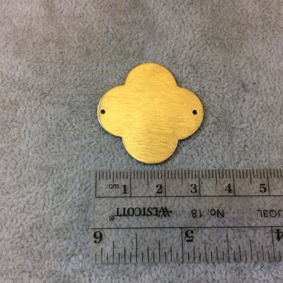 33mm Gold Brushed Finish Blank Quatrefoil Shaped Plated Copper Components - Sold in Pre-Counted Bulk Packs of 10 Pieces - (064-GD)