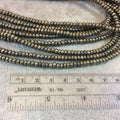 2mm x 4mm Smooth Metallic Pyrite Rondelle Shaped Beads  - 16" Strand (Approximately 153 Beads) - Natural Semi-Precious Gemstone